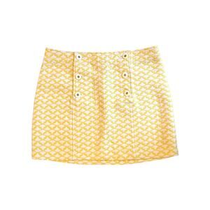 Vineyard Vines Shep & Ian Skirt Womens 8 Yellow Geometric Textured Button Front